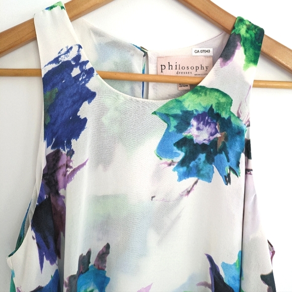 Philosophy Republic Tiered Floral Chiffon Dress Size 8 - Picture 2 of 6